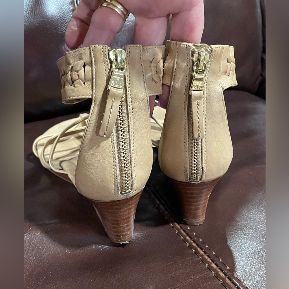 Boho Ralph Lauren Meira Wedge Gladiator Sandals Size 7.5 Braided Light Tan - Picture 6 of 11